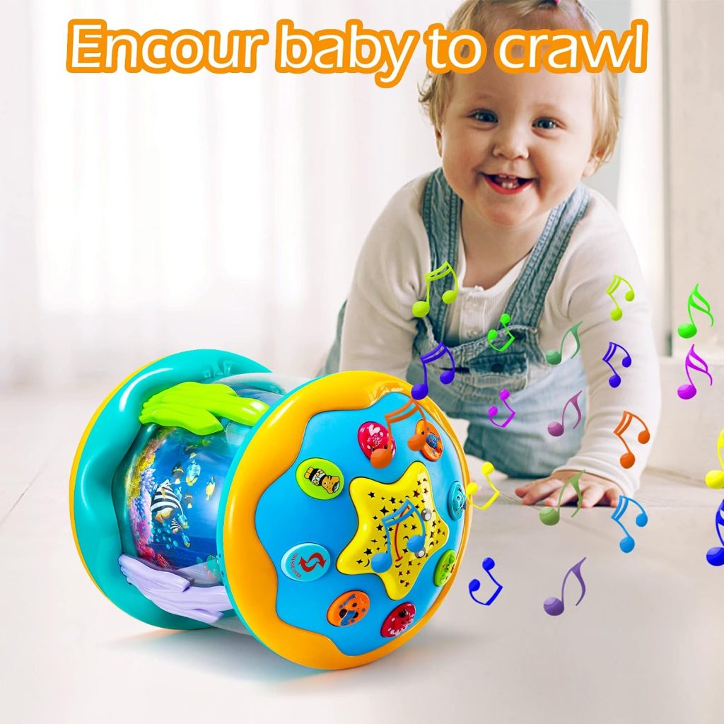 Musical Light Up Toys Tummy Time Toys Ocean Rotating Projector Toy for Boy Girl