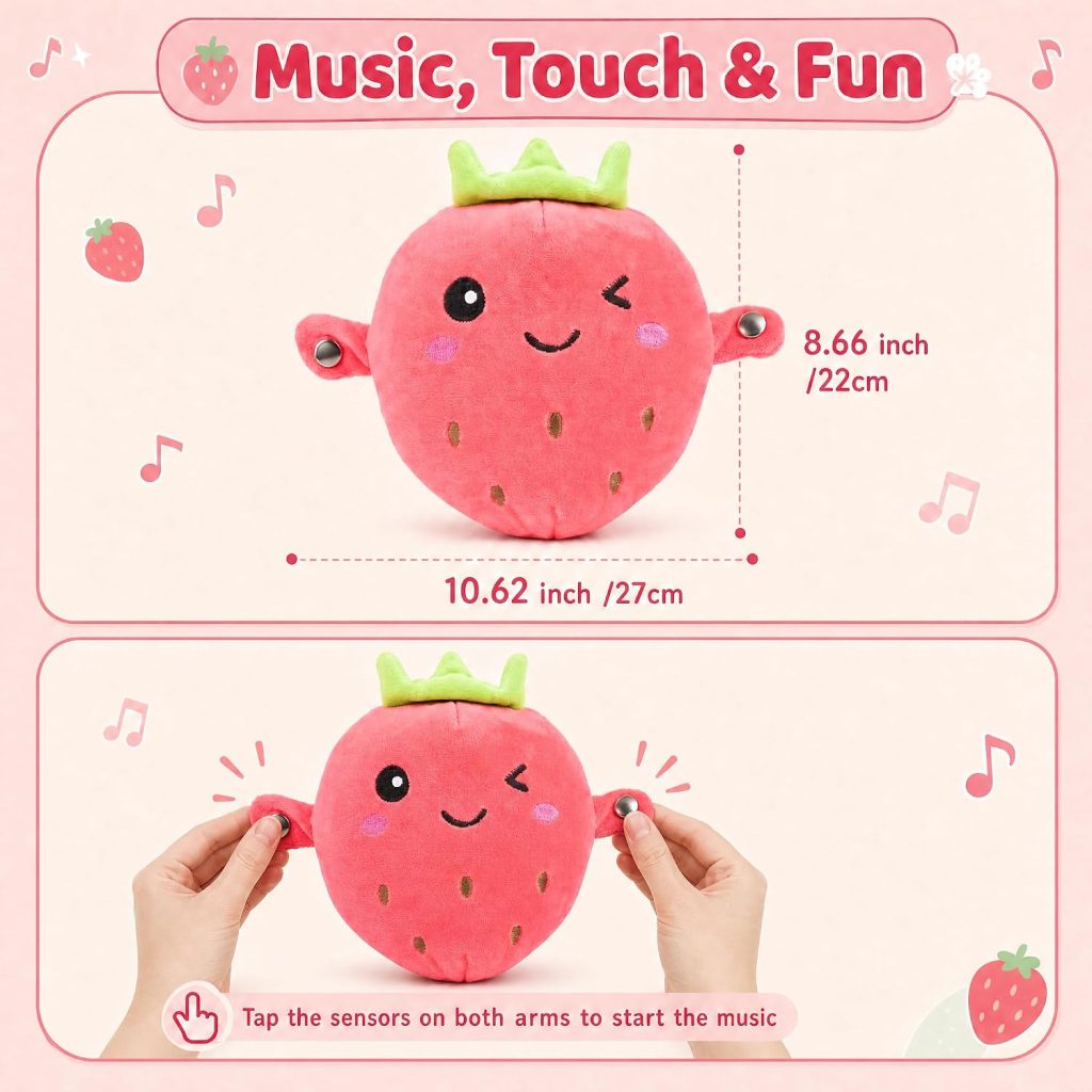Musical Strawberry Plush Toy, Interactive Music Strawberry, Sensory Toys
