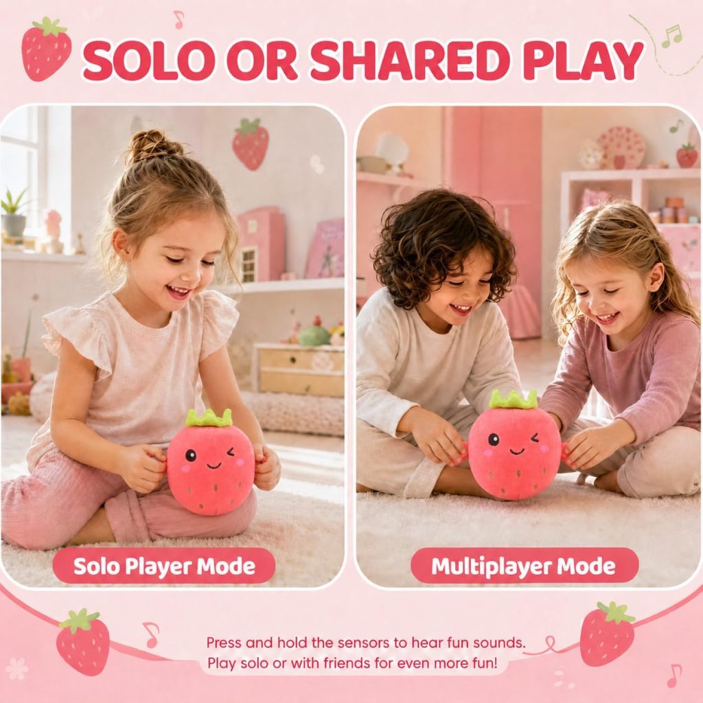 Musical Strawberry Plush Toy, Interactive Music Strawberry, Sensory Toys