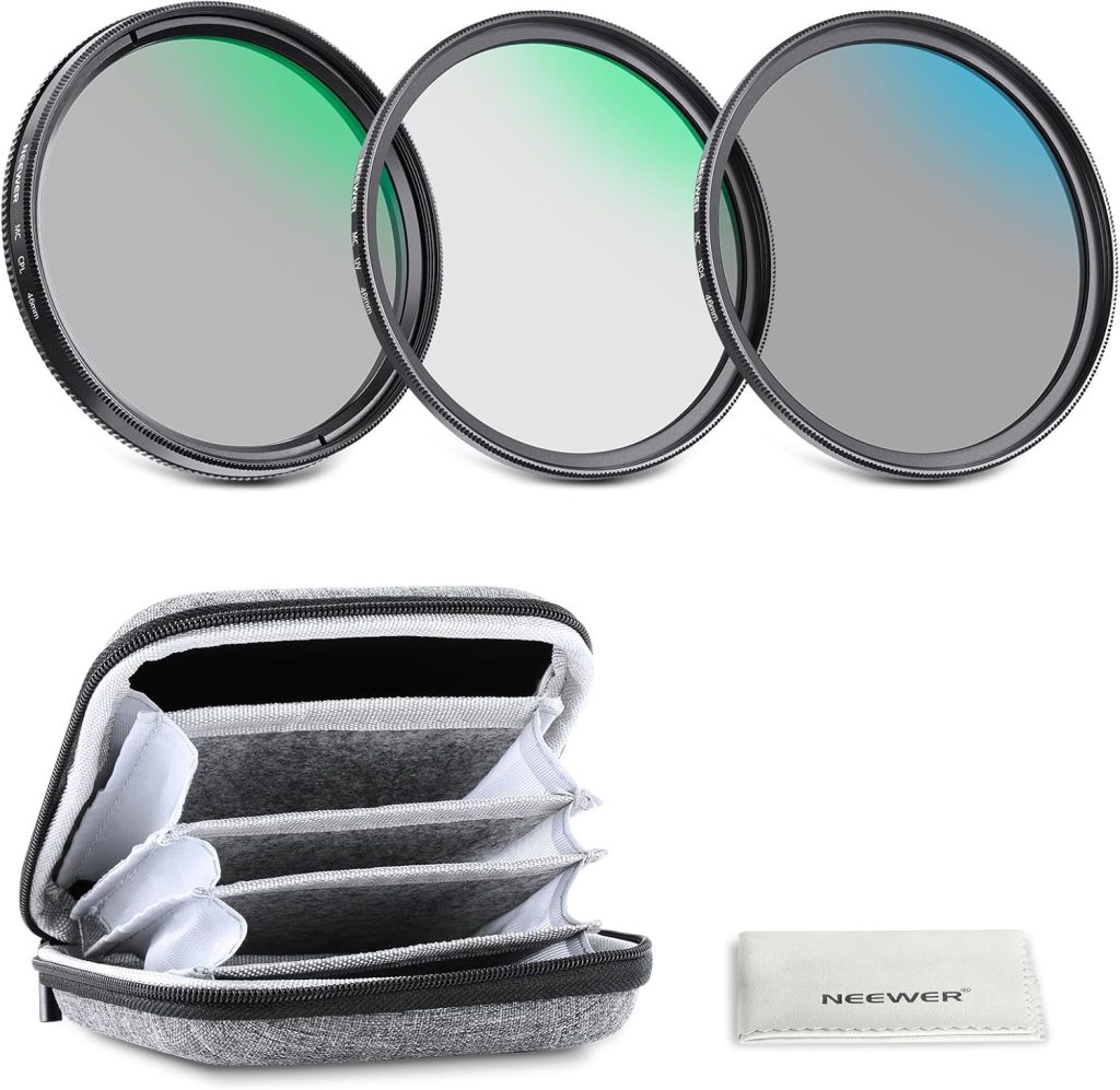 NEEWER 46mm UV / CPL / ND Filter Kit with Hard Shell Storage Case