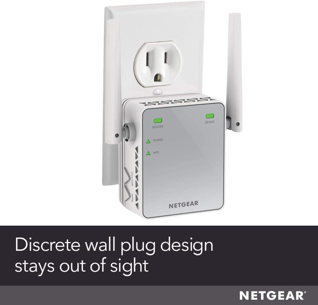 NETGEAR Wi-Fi Range Extender EX2700 – Coverage Up to 800 Sq Ft and 10 Devices with N300 Wireless Signal Booster & Repeater (Up to 300Mbps Speed), and Compact Wall Plug Design