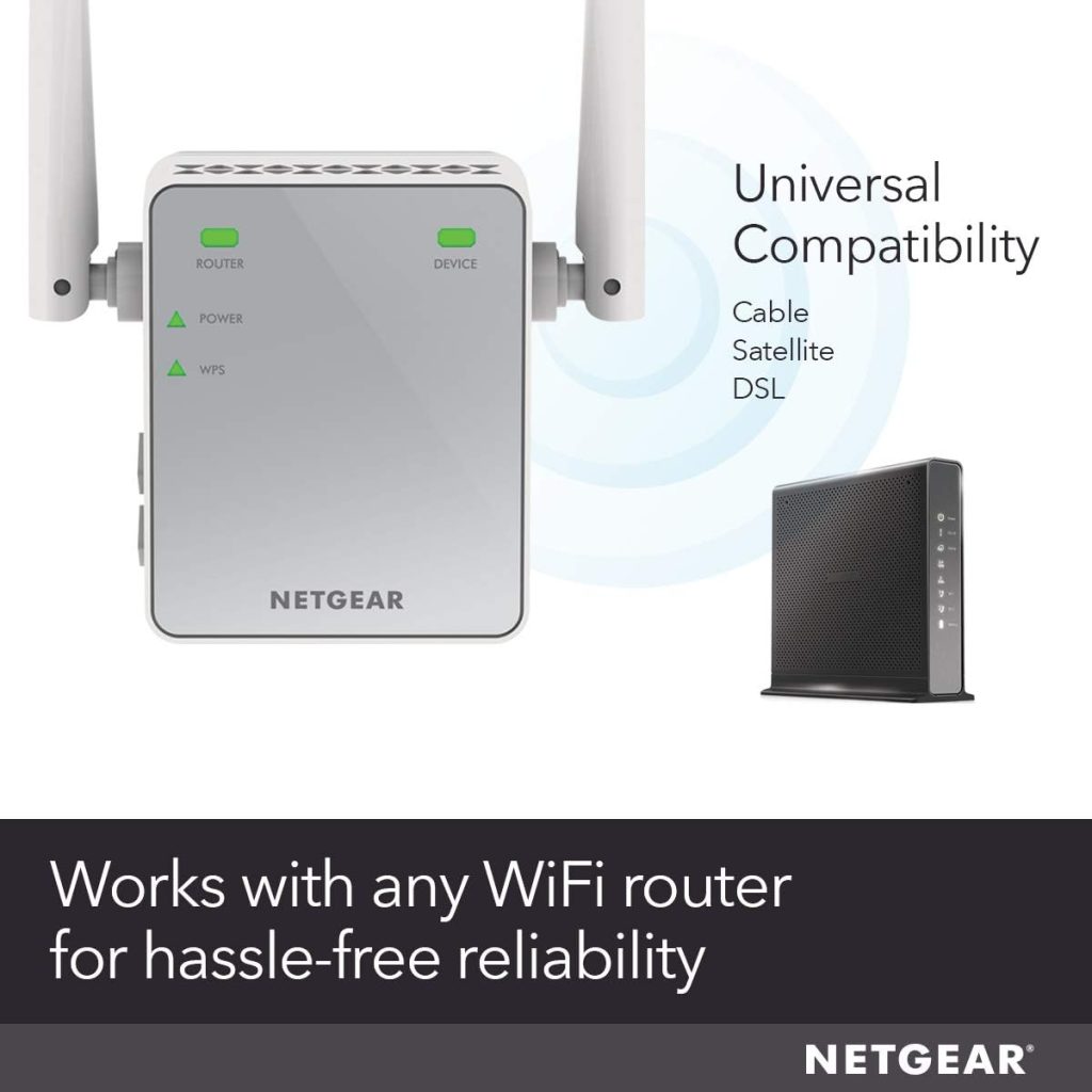 NETGEAR Wi-Fi Range Extender EX2700 – Coverage Up to 800 Sq Ft and 10 Devices with N300 Wireless Signal Booster & Repeater (Up to 300Mbps Speed), and Compact Wall Plug Design
