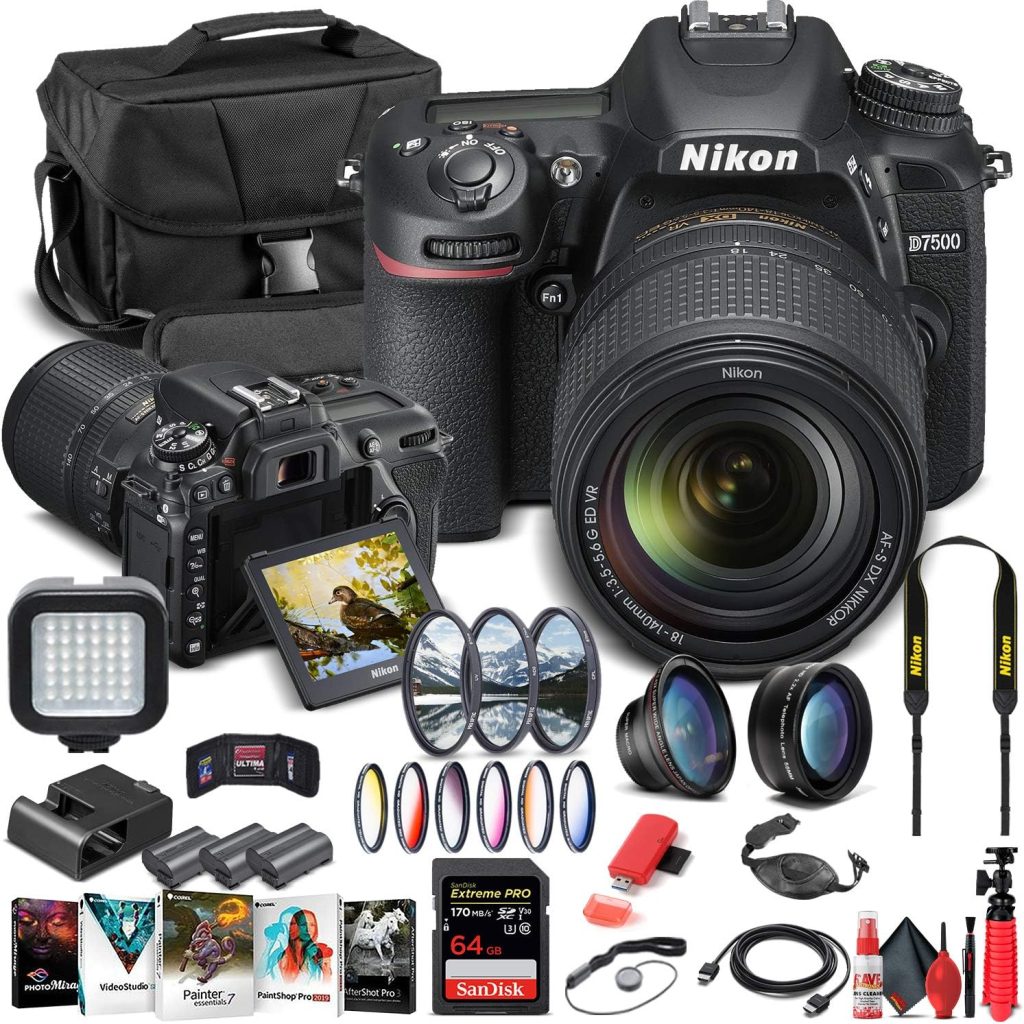 Nikon D7500 DSLR Camera with 18-140mm Lens (1582) & Photo Software Bundle