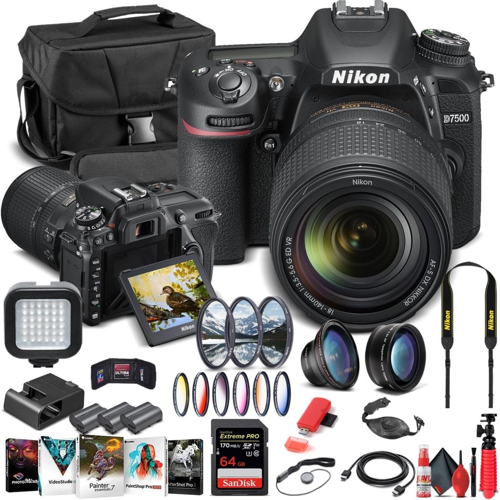 Nikon D7500 DSLR Camera with 18-140mm Lens (1582) & Photo Software Bundle