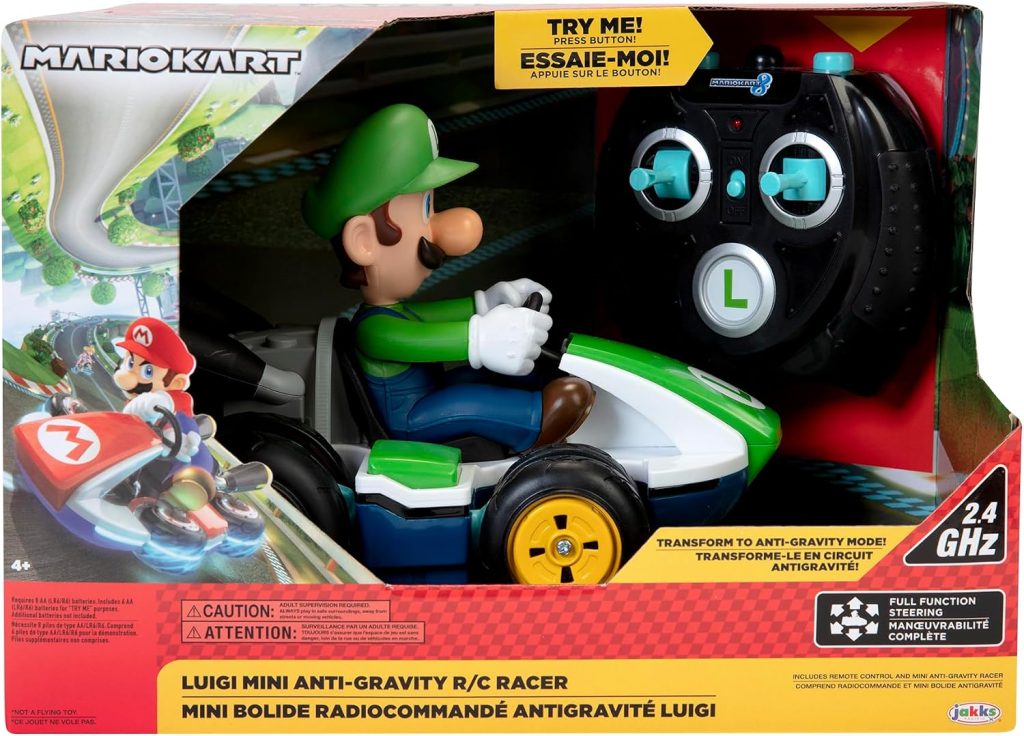 Nintendo Mario Kart 8 Luigi Mini Anti-Gravity Rc Racer 2.4Ghz, with Full Function Steering Create 360 Spins, Whiles & Drift!Up to 100′. Range – for Kids Ages 4+