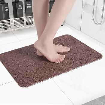 Non-Slip Bathtub Mat, Anti Slip Shower Mat, Fast Drying Bathtub Mats, Foot Scrubber Mat, Anti Slip Mat for Tub, Floor, Bathroom, Kitchen, Home, Hotel (Brown 24″×16″)