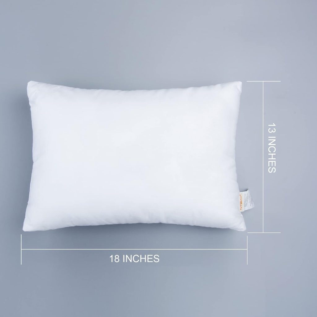 NTBAY 2-Pack Toddler Pillows, 100% Cotton Cover, 13×18 Inches, White