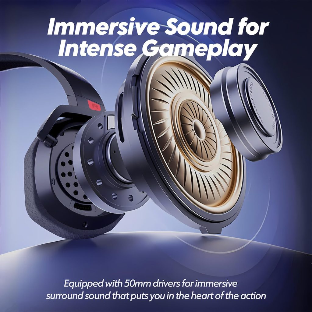 NUBWO Wireless Gaming Headset with Mic for Ps5 Ps4 PC, Zero Interference, 100-Hour Battery All-Day Play, 23ms Sync for Fortnite & Call of Duty/FPS Gamers, Triple Mode All Devices Compatible – Red