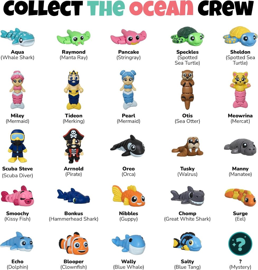 Ocean 25 Pack Collectible Wiggly Fidget Toys with Pouch