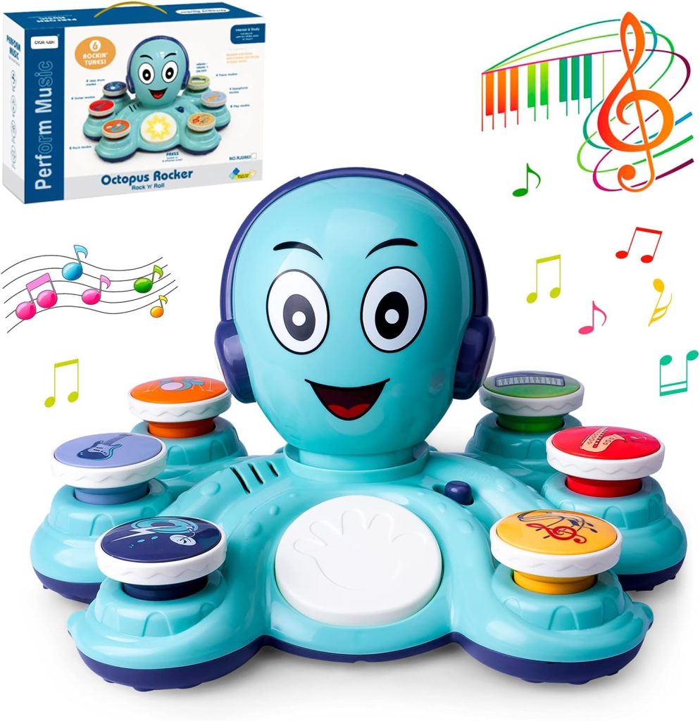 Octopus Music Toy, Preschool Educational Musical Instrument Toy, Electronic Learning Toy with Lights and Sounds, Ideal Birthday for 2-3 Year Old Boys and Girls
