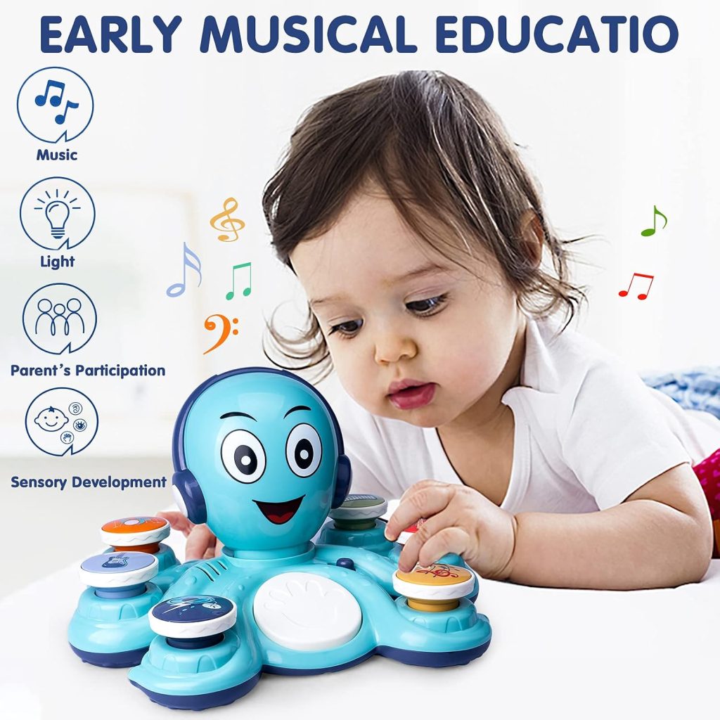 Octopus Music Toy, Preschool Educational Musical Instrument Toy, Electronic Learning Toy with Lights and Sounds, Ideal Birthday for 2-3 Year Old Boys and Girls