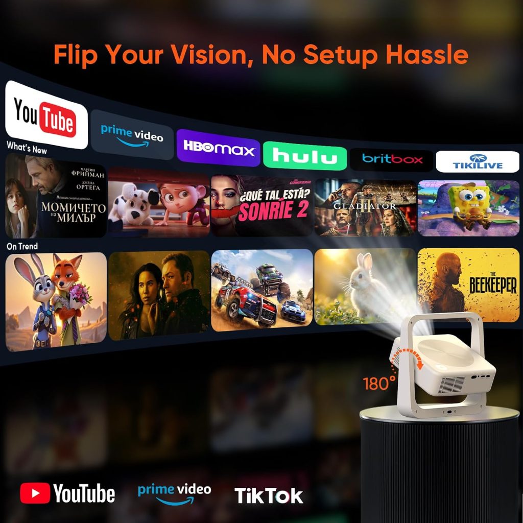 Official Google TV Smart Projector with Stand, Movie Projector