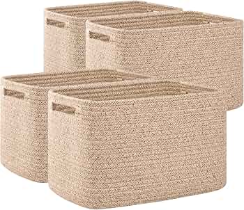 OIAHOMY 4 Pack Storage Baskets for Organizing 24L Cube Storage Bins Brown