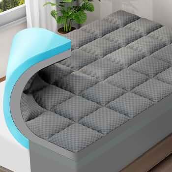 OLANLY 4 Inch Dual-Layer Mattress Topper, Gel Memory Foam, Grey