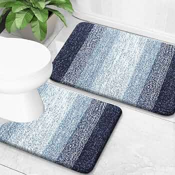OLANLY Micorfiber Bathroom Rug Set 2 Piece, Absorbent Bath Mats, Airy Blue