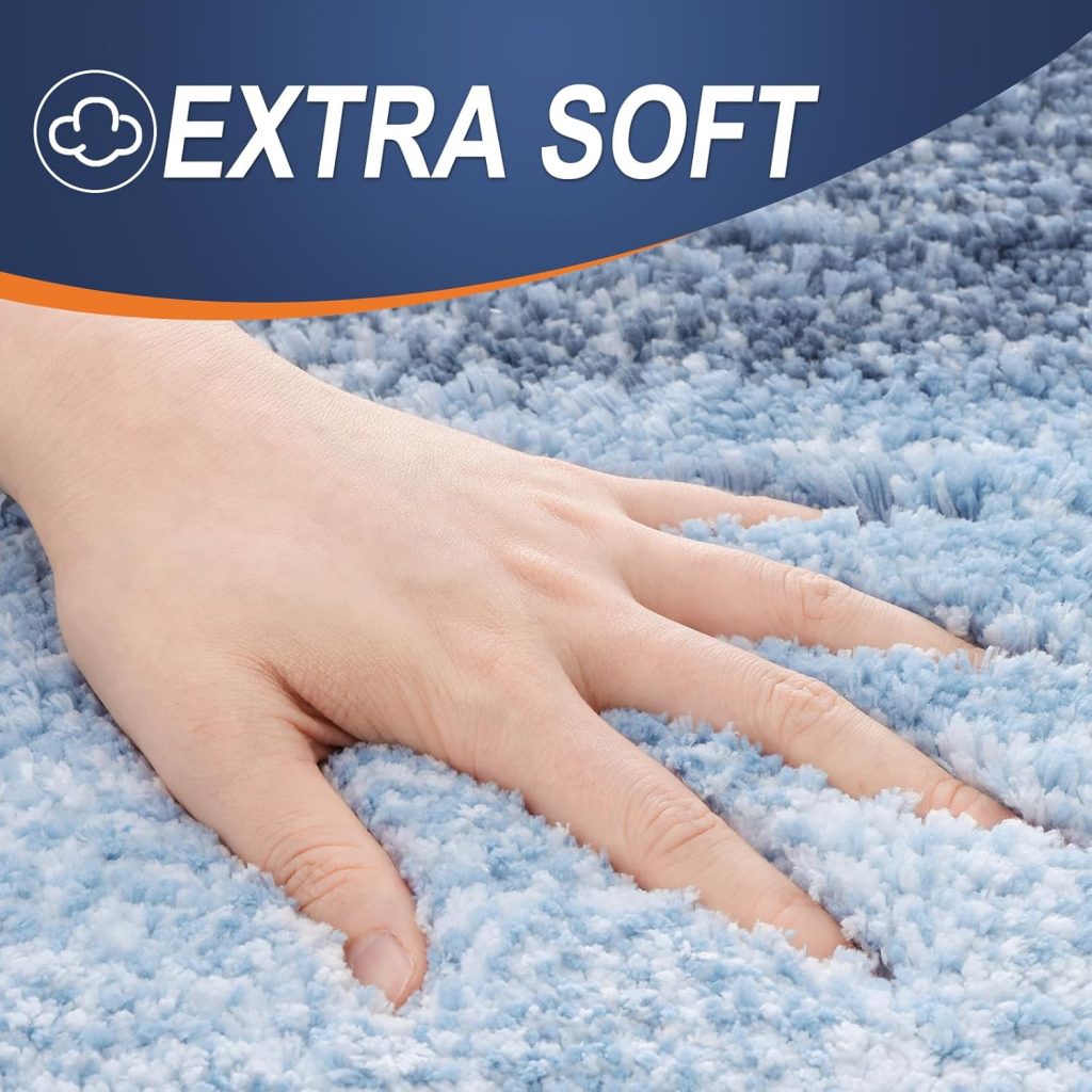 OLANLY Micorfiber Bathroom Rug Set 2 Piece, Soft Absorbent Bath Mats, Blue
