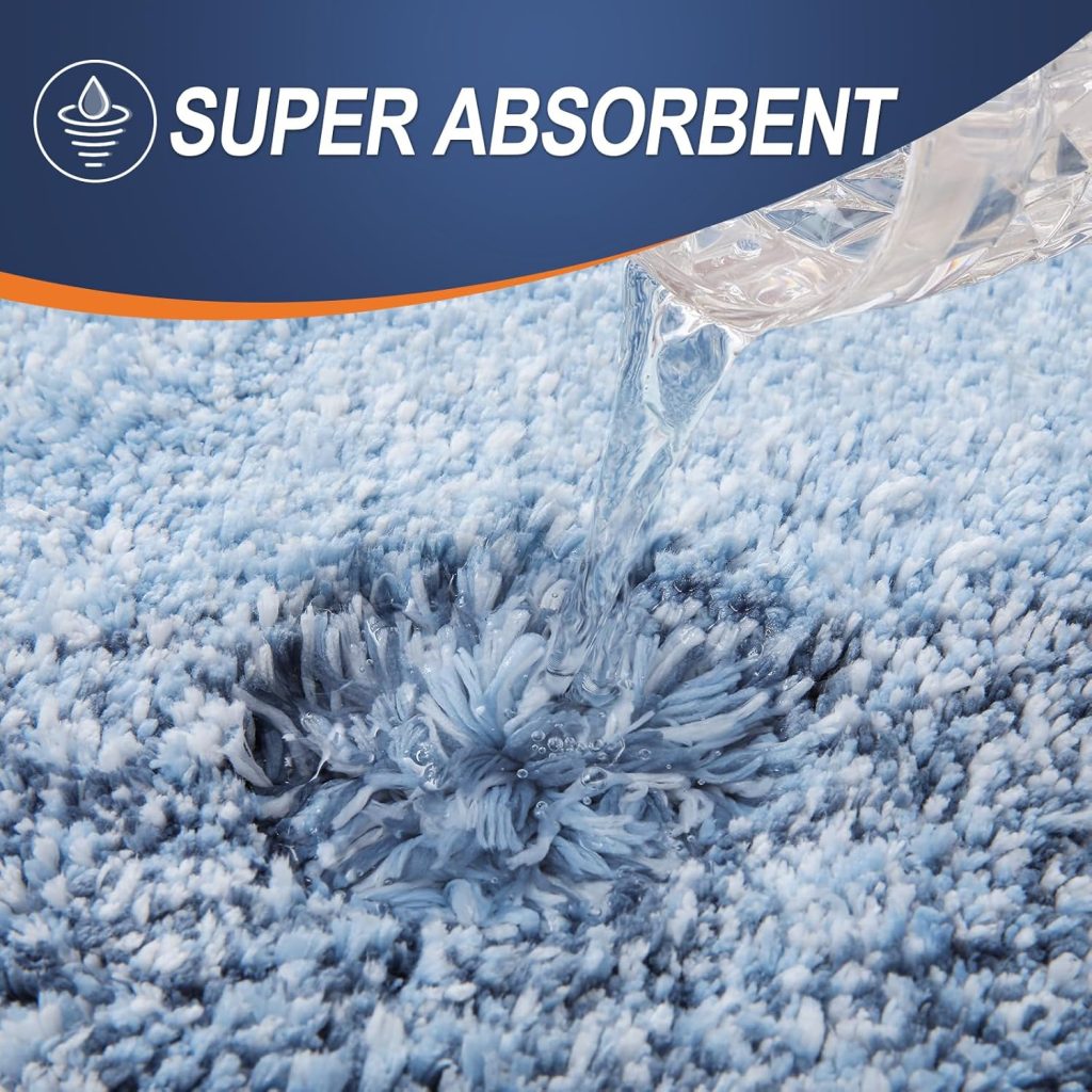 OLANLY Micorfiber Bathroom Rug Set 2 Piece, Soft Absorbent Bath Mats, Blue