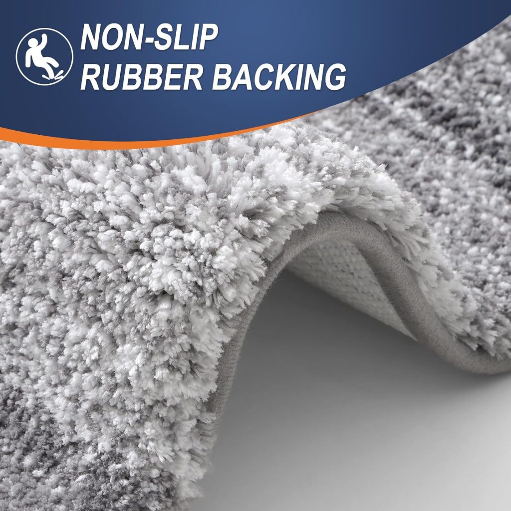 OLANLY Micorfiber Bathroom Rug Set 2 Piece, Soft Absorbent Bath Mats, Grey