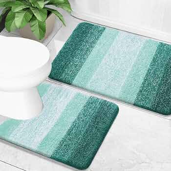 OLANLY Micorfiber Bathroom Rug Set 2 Piece, Soft Bath Mats, Blackish Green