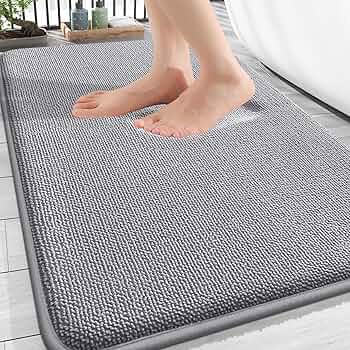 OLANLY Thick Memory Foam Bathroom Rugs 30×20, Soft Absorbent Bath Mat, Grey