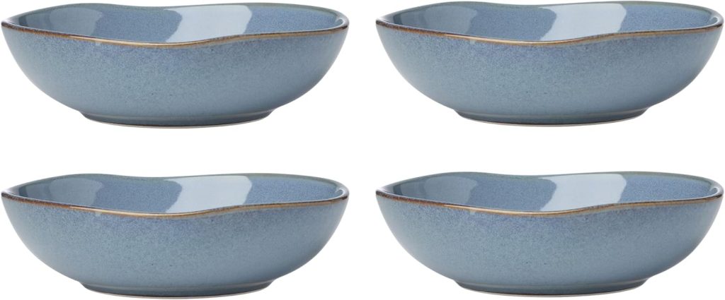 Oneida Organic Shades Blue Stoneware Pasta Bowl Set for 4, 34.5oz