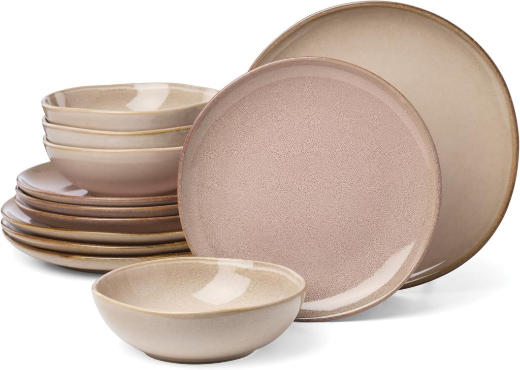 Oneida Organic Shades Clay Stoneware 12-Piece Dinnerware Set for 4