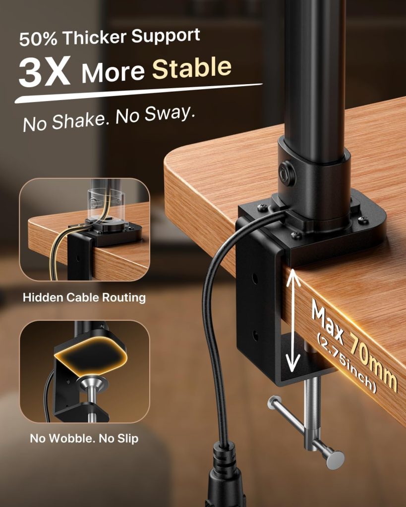 ONEMIX 42″ Desk Lamp for Home Office with Clamp, 1800LM 4-Panel LED Light