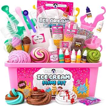Original Stationery Ice Cream Slime Kit for Girls Toys, DIY Cherry-Scented Slime Making Set with 31 Pieces, Fun Arts and Crafts for Kids Ages 8-12, Birthday Gift