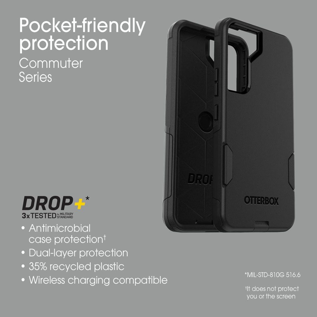 OtterBox Galaxy S22 Commuter Series Case – Black, Slim & Tough, Pocket-Friendly, with Port Protection