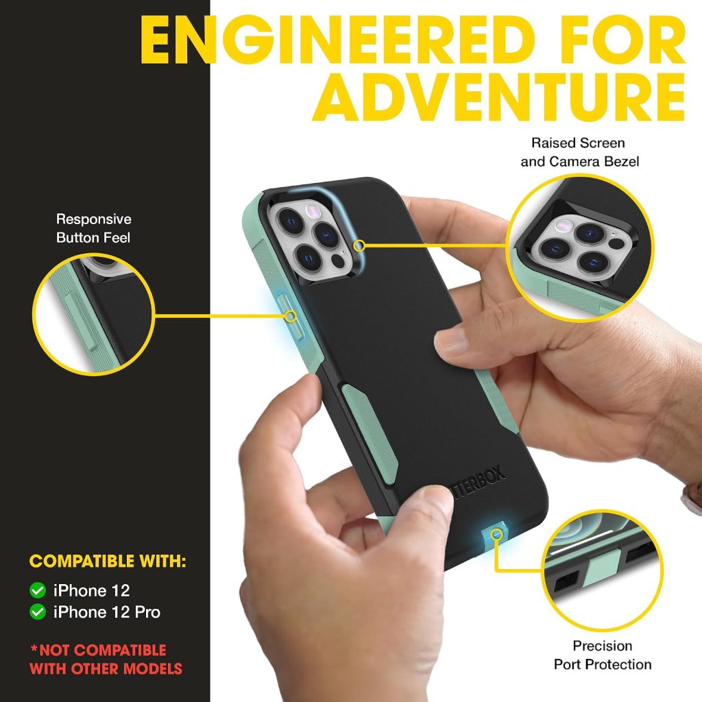 OtterBox iPhone 12 & 12 Pro – Commuter Series Slim Case – Black & Teal