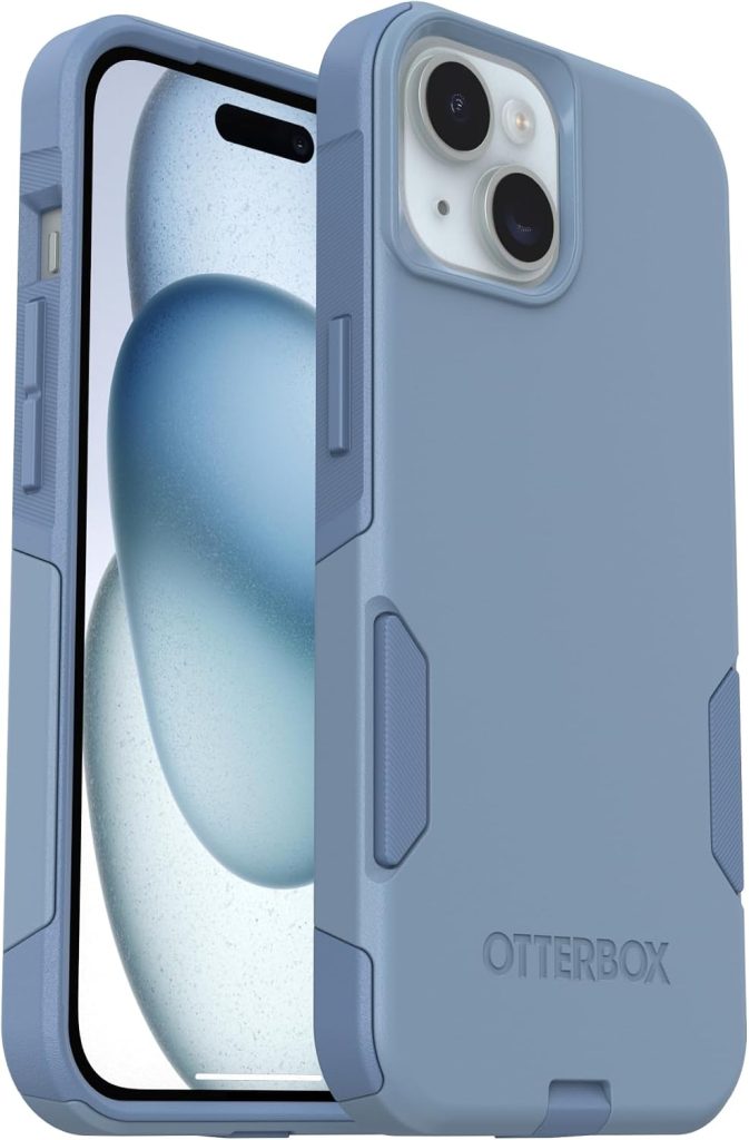 OtterBox iPhone 17e, 16e, 15, 14, & 13 Commuter Series Case – Crisp Denim (Blue), Pocket-Friendly, with Port Protection – Thin & Protective iPhone Case, Dual-Layer, Impact Absorbing iPhone Case