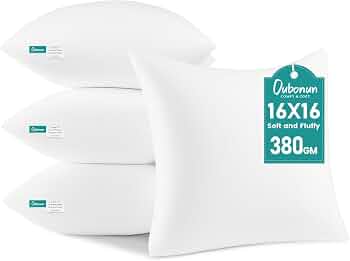 Oubonun 16 x 16 Throw Pillow Inserts Set of 4