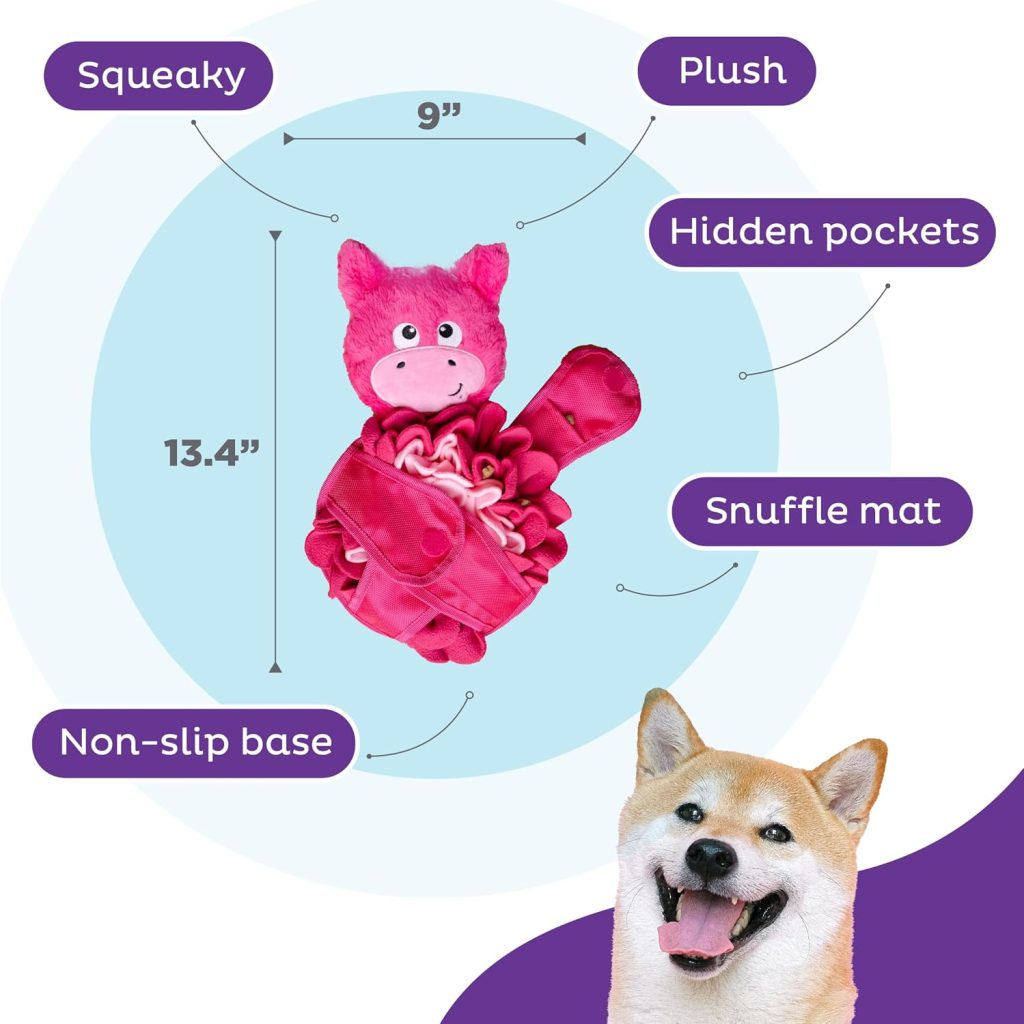 Outward Hound by Nina Ottosson Snuffle Palz Plush Snuffle Mat Dog Treat Puzzle, Non-Slip, Pink, Pig, Large
