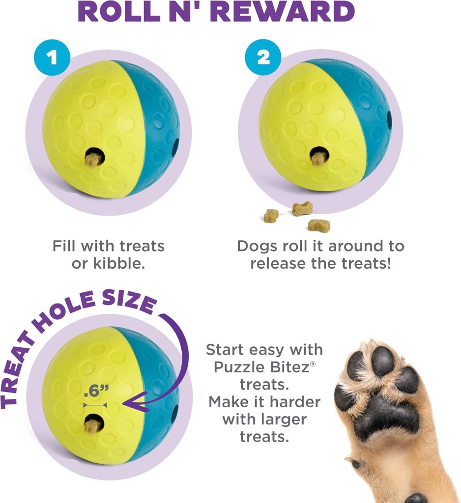 Outward Hound Nina Ottosson Treat Tumble Dog Toy Puzzle Ball, 4.8″