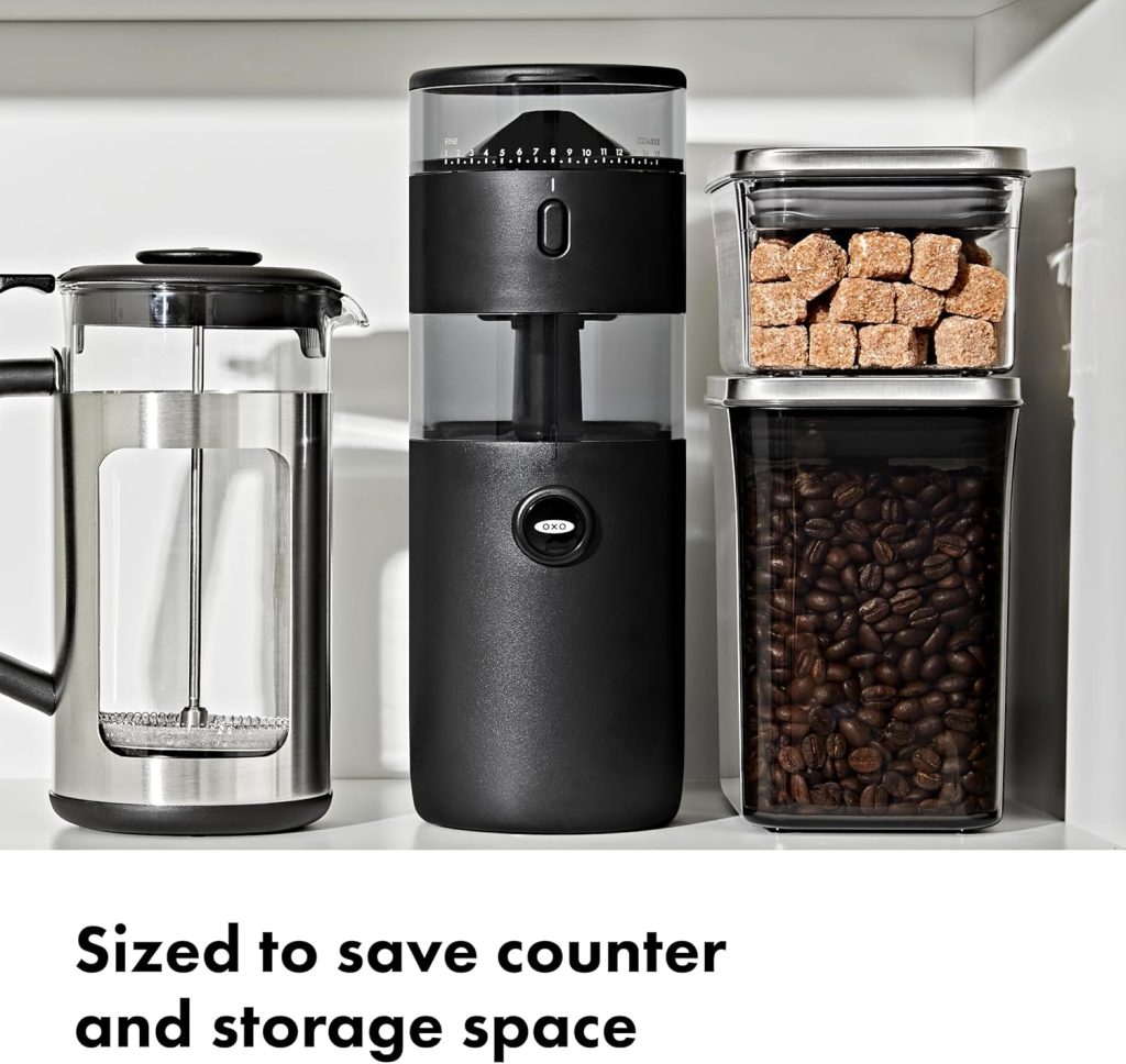 OXO Brew Compact Conical Burr Electric Coffee Bean Grinder – 50g Capacity