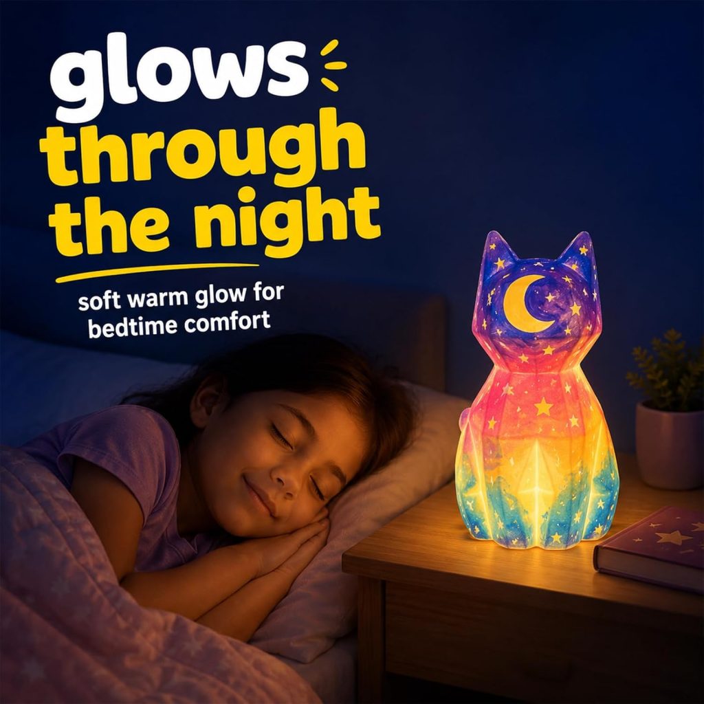 Paint Your Own Cat Lamp Kit, Crafts for Kids Ages 6-12, Gifts for Girls Boy