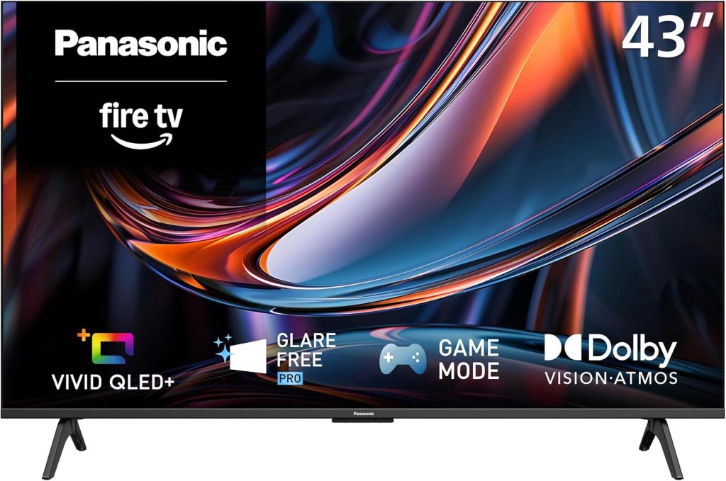 Panasonic W80 Series (2026 Model) 43-inch QLED 4K UHD Glare Free Pro Smart Fire TV, HDR10+, Dolby Vision, Dolby Atmos, Game Mode, Press & Ask Alexa, Apple AirPlay – TV-43W80CPS