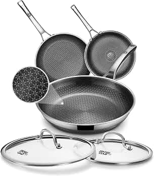 Pans set Nonstick,8/10/12-Inch Frying Skillet with 2 Lids