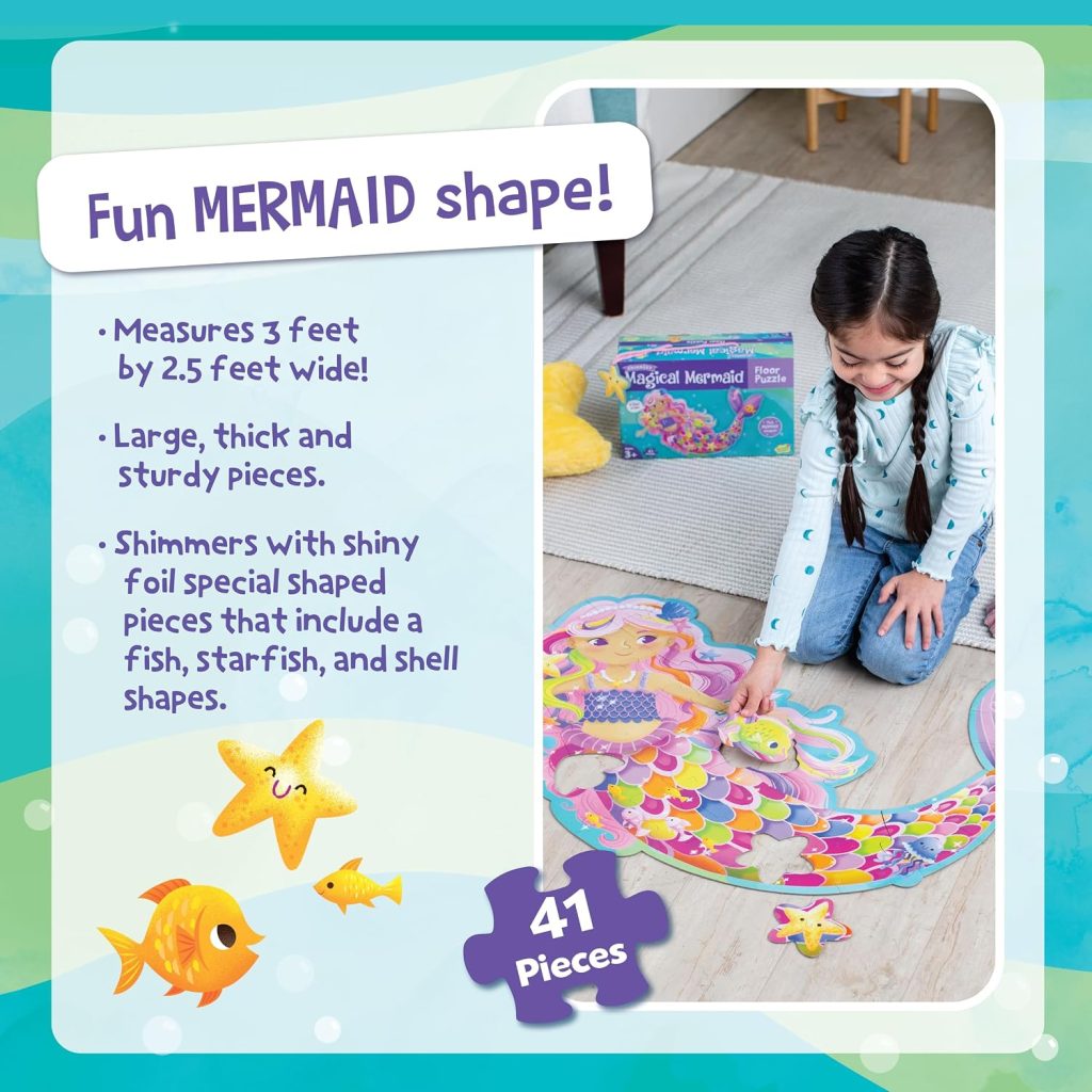 Peaceable Kingdom Jumbo Mermaid Floor Puzzle 41 Pieces