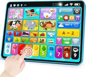 Peacurh Trilingual Learning Toy Tablet with Music & Sound, Montessori Speech Musical Therapy Toys, Gifts for Boy, Girl, Baby, Toddler, for Age 1, 2, 3 Year Old (12-18 Months)