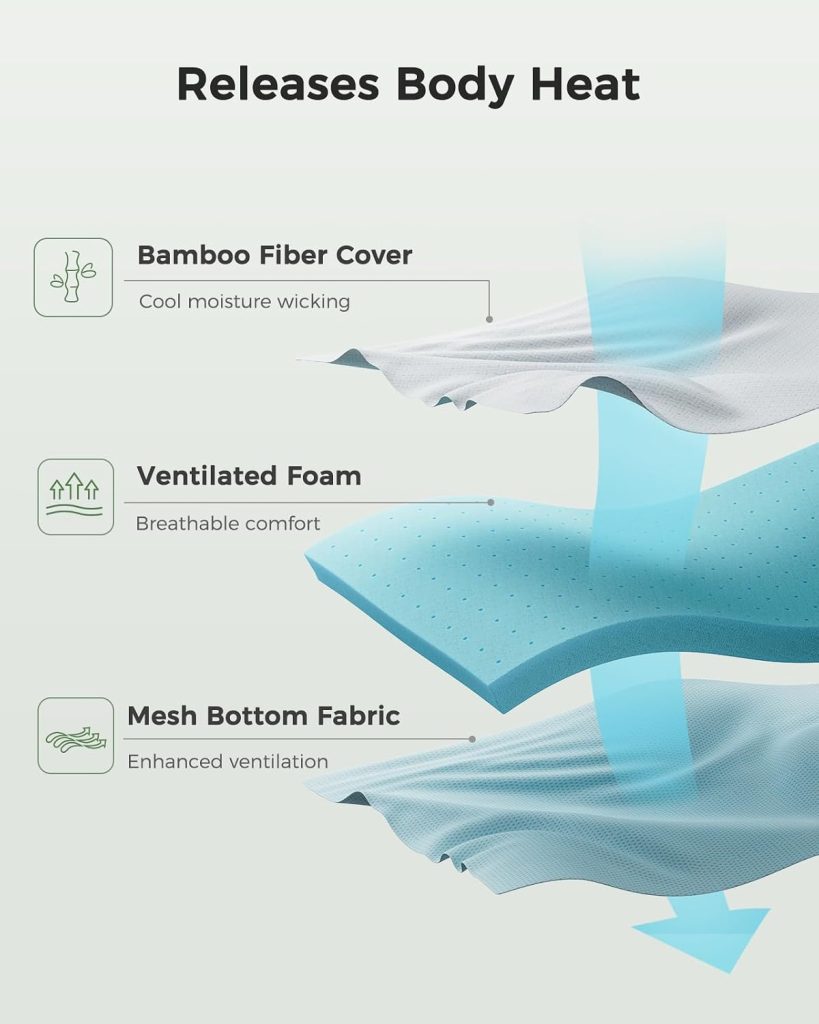 PERLECARE Twin XL 3 inch Cooling Mattress Topper with Bamboo Cover