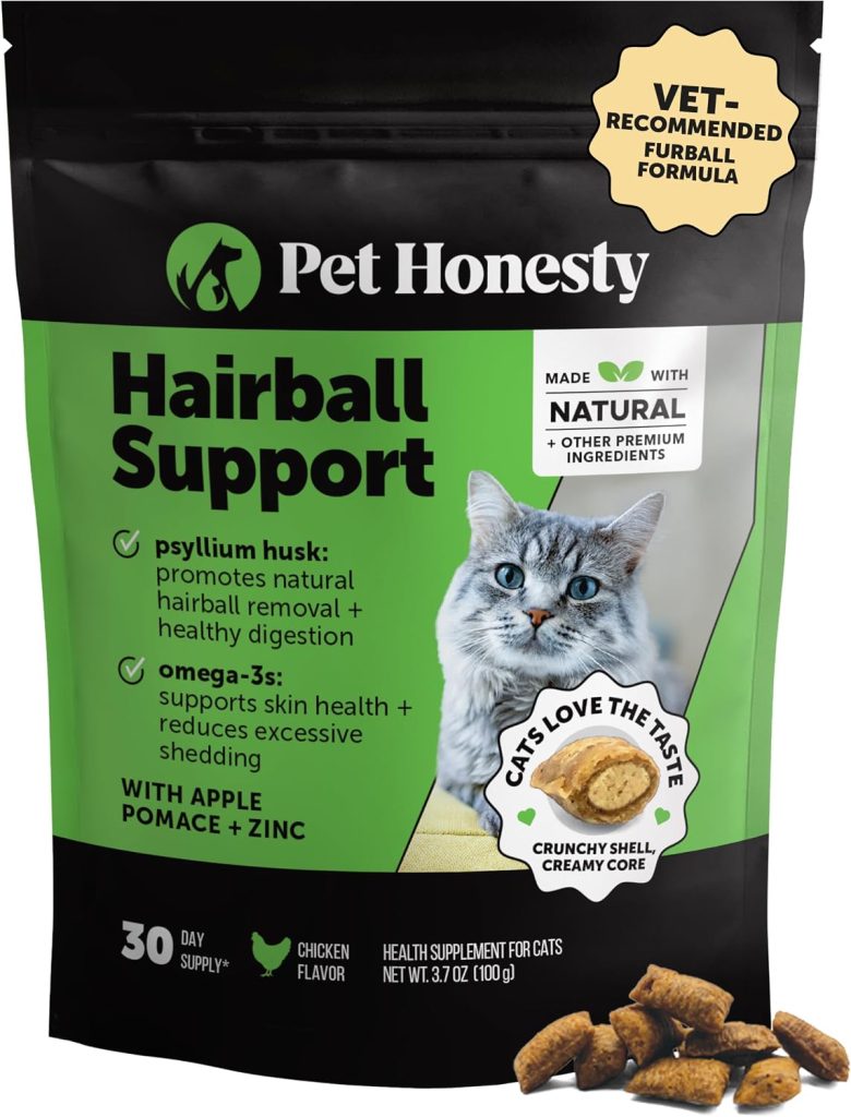 Pet Honesty Vet Backed Cat Hairball Remedy Chews, Chicken, 30-Day Supply