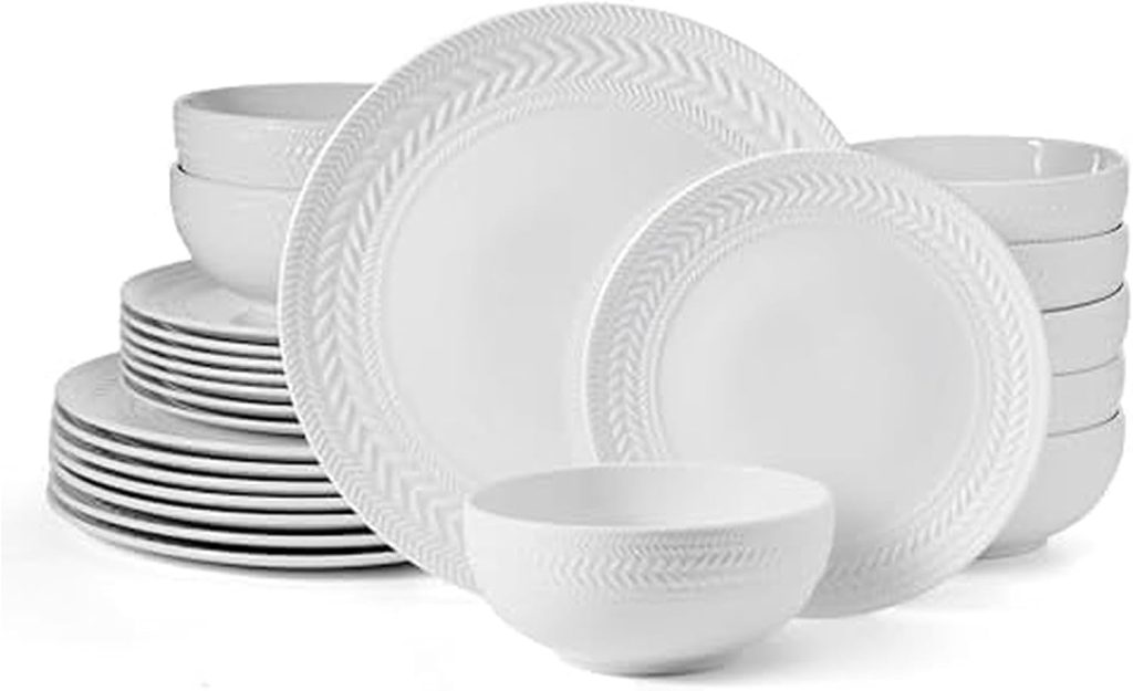 Pfaltzgraff Josephine 24-Piece White Porcelain Dinnerware Set