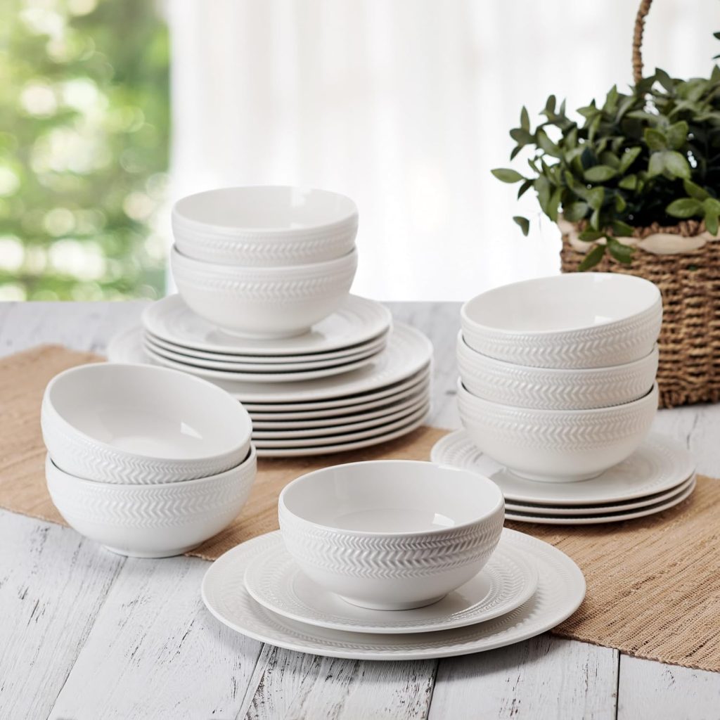 Pfaltzgraff Josephine 24-Piece White Porcelain Dinnerware Set