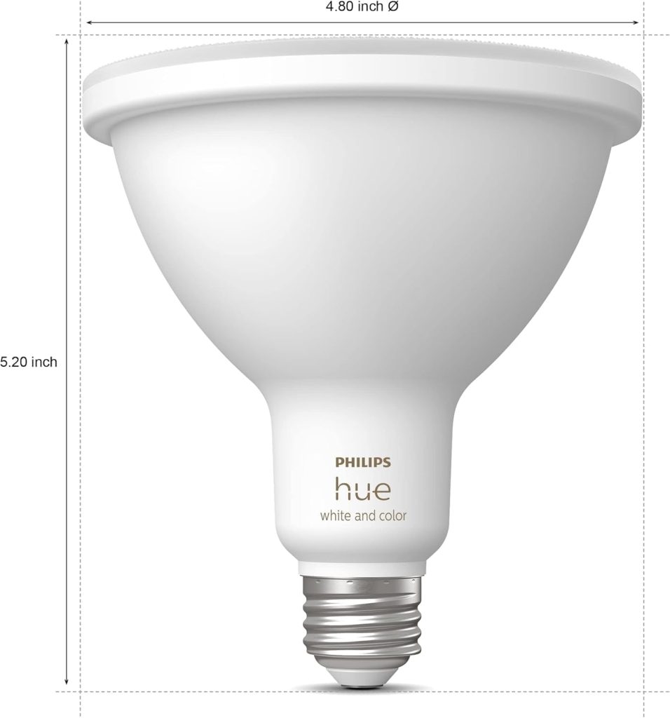 Philips Hue Smart 100W PAR38 LED Bulb – White and Color Ambiance Color-Changing Light – 1 Pack – 1300LM – E26 – Outdoor – Control with Hue App – Works with Alexa, Google Assistant and Apple Homekit