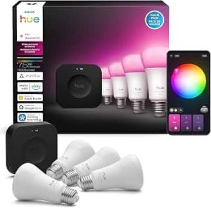 PHILIPS Hue Starter Kit, Bridge Pro + 4 A19 E26 Smart Bulbs