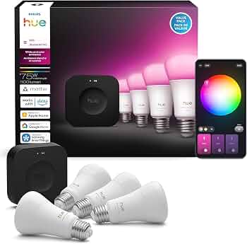 PHILIPS Hue Starter Kit, Bridge Pro + 4 A19 E26 Smart Bulbs