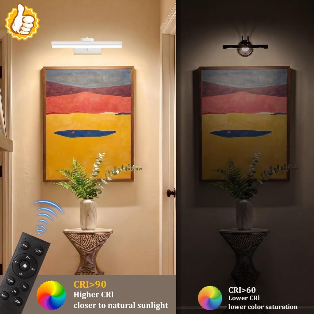 Picture Light for Wall, 4000mAh, White, 13.8 Inch, 2 Pack