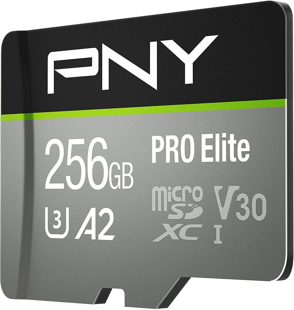 PNY 256GB PRO Elite C10 U3 V30 A2 microSDXC Flash Memory Card, 4K UHD