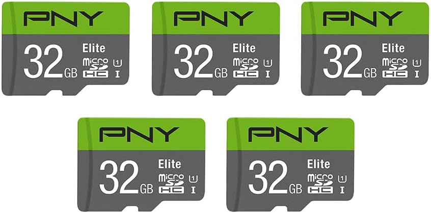 PNY 32GB Elite Dash Camera C10 U1 V10 microSDHC Flash Memory Card 5-Pack